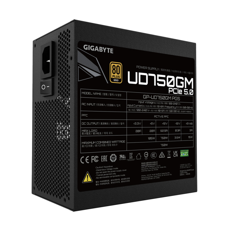 FUENTE DE PODER GIGABYTE GP-UD750GM PG5/80 PLUS ORO /NEGRO/ATX/MODULAR image 2